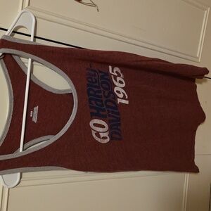 Harley-Davidson Maroon and Gray Tank Top